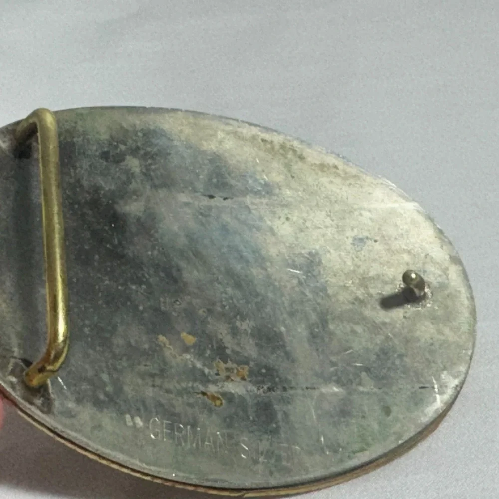 Vintage German Silver Cutting Horse working Steer Belt Buckle‎ No Engraving